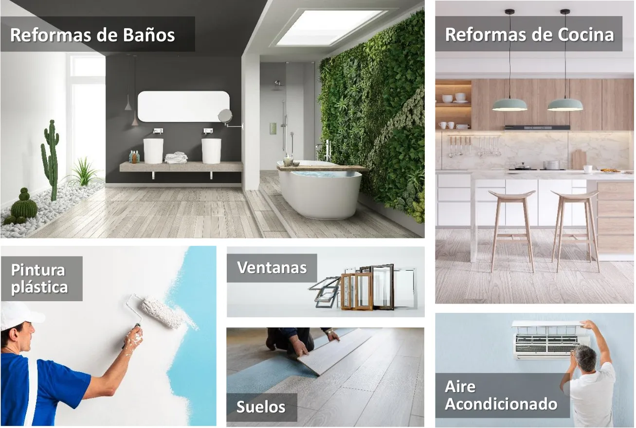 Reformas de baños, reformas de cocina, pintura plástica, ventanas, suelos y aire acondicionado Reformas de baños, reformas de cocina, pintura plástica, ventanas, suelos y aire acondicionado